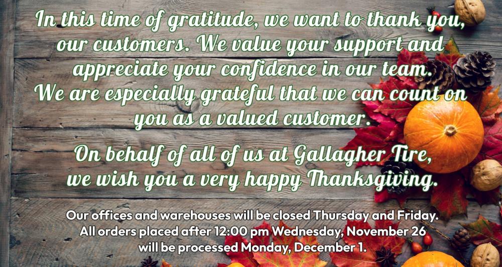 Thanksgiving 2025 - our offices and warehouses will be closed on Thursday and Friday. Orders placed after 12:00 pm Wednesday will be processed on Monday.